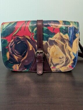 Patricia Nash Floral Multicolor Leather Crossbody Bag
